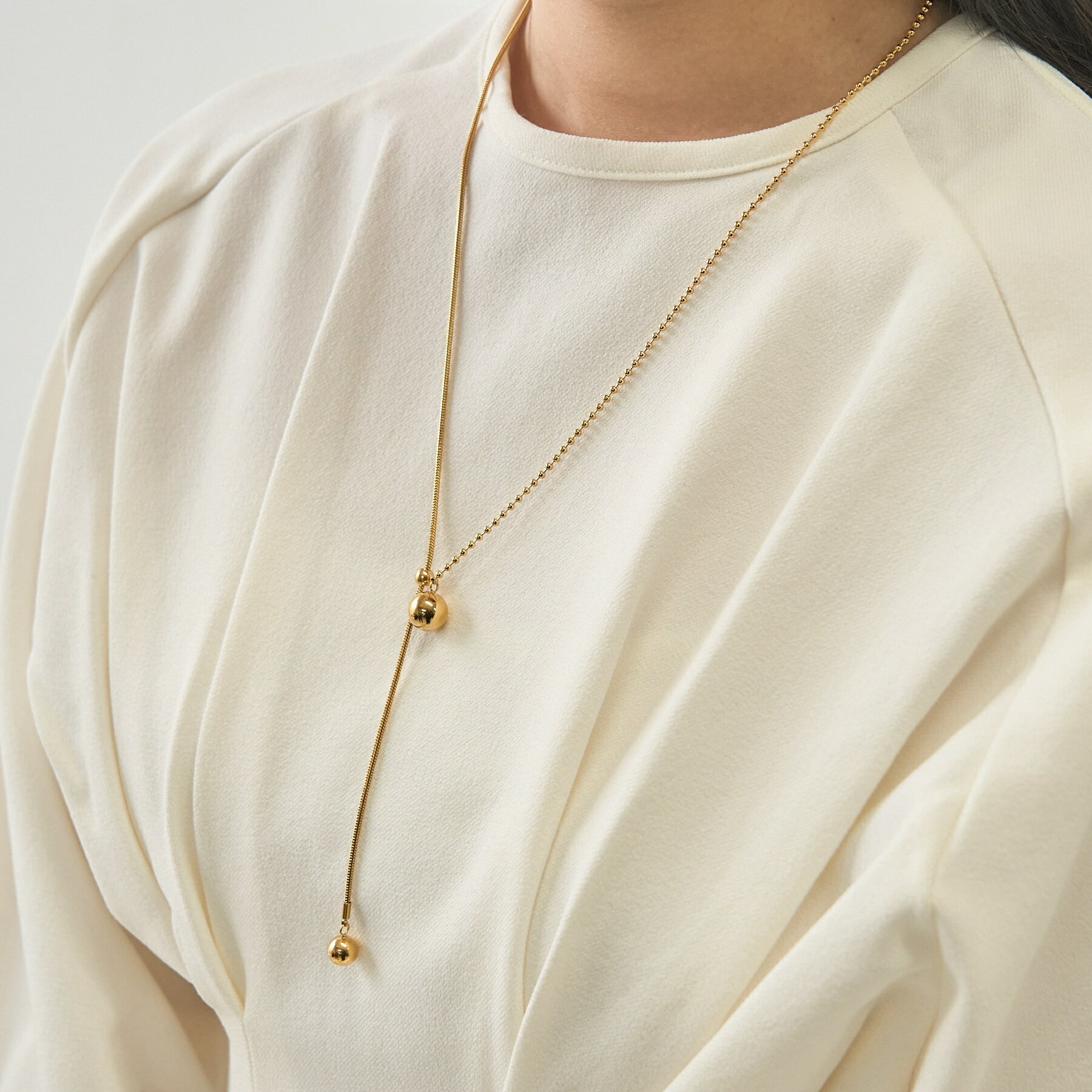 【 限定SALE 30%OFF 】2980円→2080円 2way ボールチェーンネックレス ステンレス k18コーティング レディース ロングネックレス ベネチアンチェーン つけっぱなし アクセサリー ジュエリー オケージョン ゴールド シルバー 結婚式 プレゼント ギフト