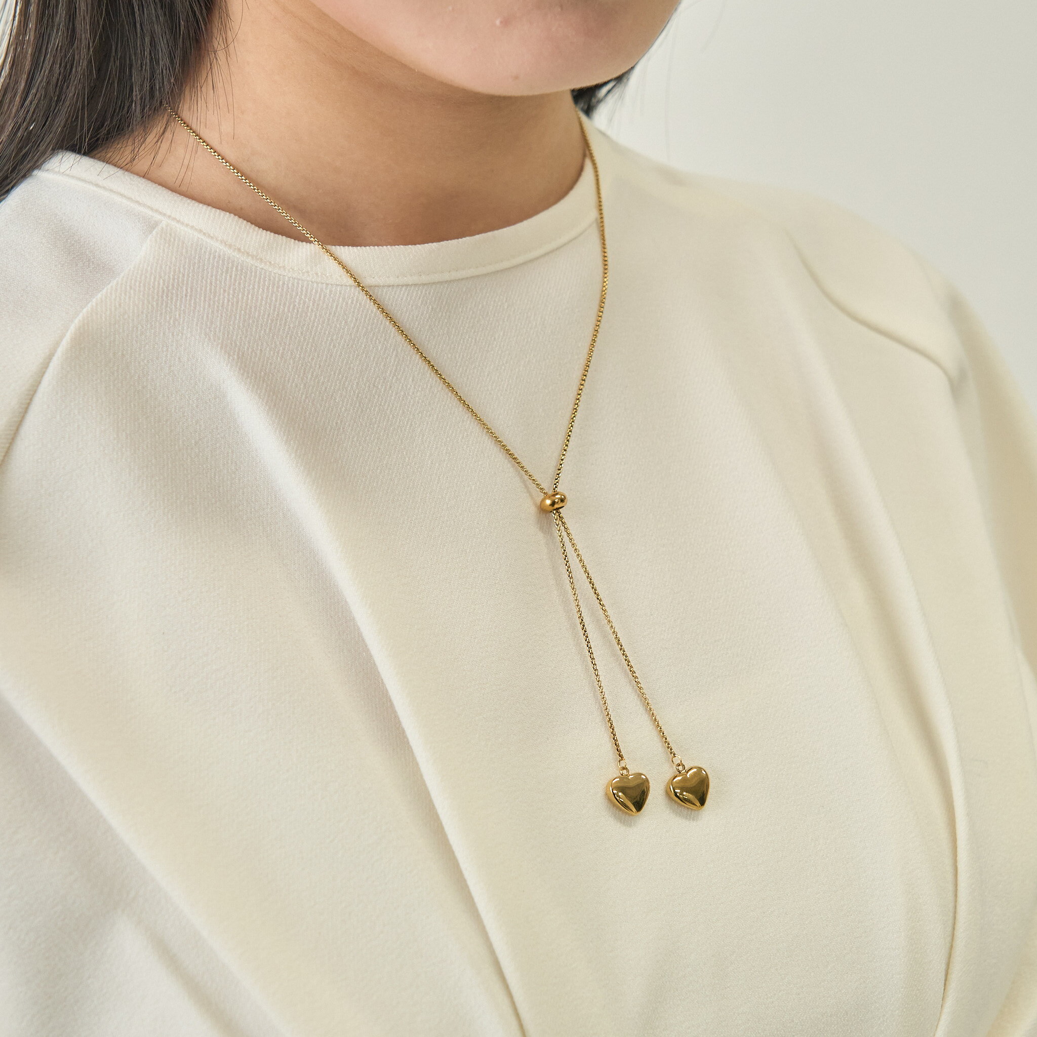 【 限定SALE 30%OFF 】3480円→2430円2way ハート スライド式Y字チェーンネックレス 14kgf コーティング レディース ロングネックレス つけっぱなし アクセサリー ジュエリー オケージョン ゴールド シルバー 結婚式 プレゼント ギフト