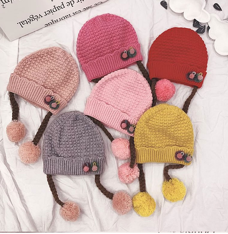 【ニット帽 ベビー用】 三つ編みがかわいいニット帽子 子供用 赤ちゃん用 ニット 帽子 秋冬 ベビーニット