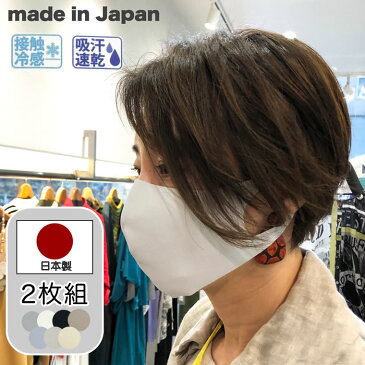 マスク 日本製 2枚 接触冷感 夏 ひんやり 冷たい 吸汗速乾 立体 男女兼用 メンズ レディース 女性 男性 大人 在庫あり 夏素材 クール