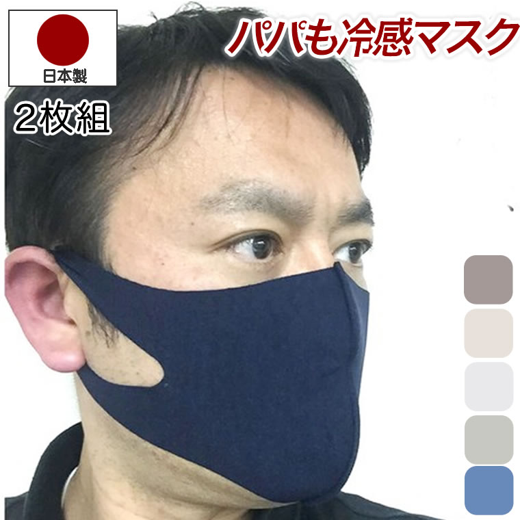 マスク 日本製 2枚 のびのび素材 接触冷感 立体 男女兼用 女性 男性 大人 在庫あり メンズ レディース 夏素材 夏 クール