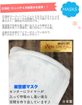 マスク 最高級 綿レース 2枚 ワイヤー 日本製 日清紡 高級素材 上品 接触冷感 クール素材 夏 ひんやり 冷たい 綿100% 立体 女性 大人 夏素材 クール