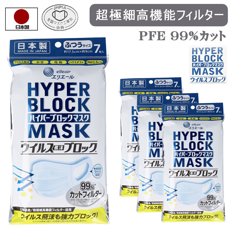 マスク pfe 全国マスク工業会 28枚 4袋 ふつう 日本製 エリエール ハイパーブロク 男性 女性 大人 使い捨て プリーツマスク 不織布 pfe99 pfe99% 耳が痛くならない ふつうサイズ 女性用 レギュラーサイズ