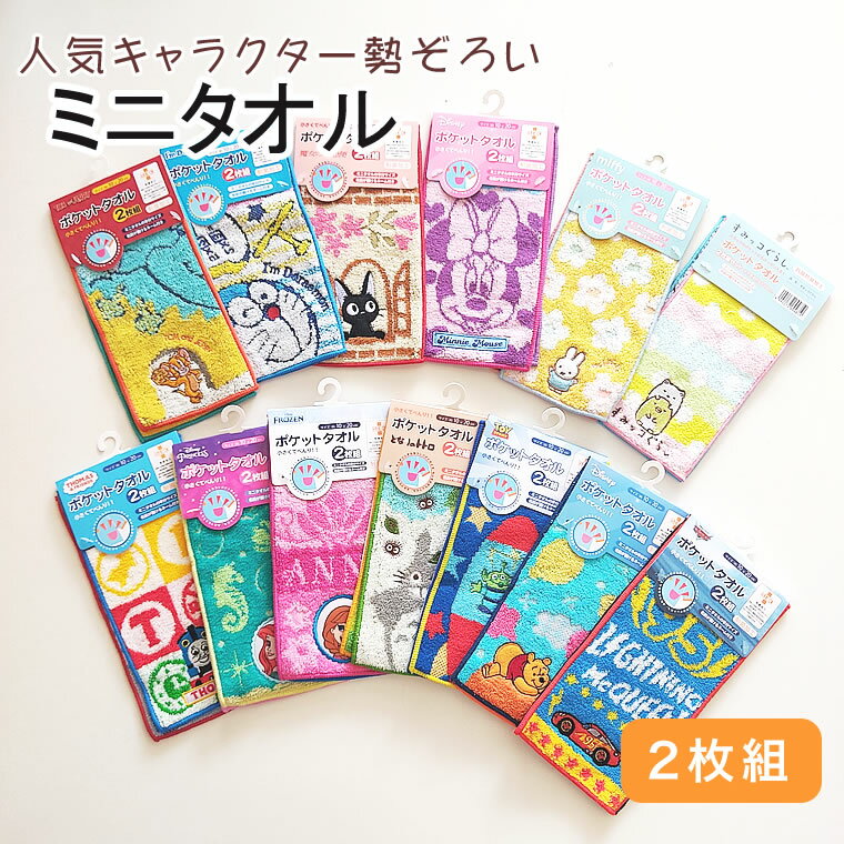 ポケットタオル 2枚組 プリンセス いないいないばあ! ワンワン ミッフィー ドラえもん ジョージ カーズ ディズニー トトロ ミッキー ミニー トーマス すみっコ 入園 入学 保育園 幼稚園 小学校 女の子用 男の子用 ハンカチ ハンドタオル ミニタオル ポケットハンカチ