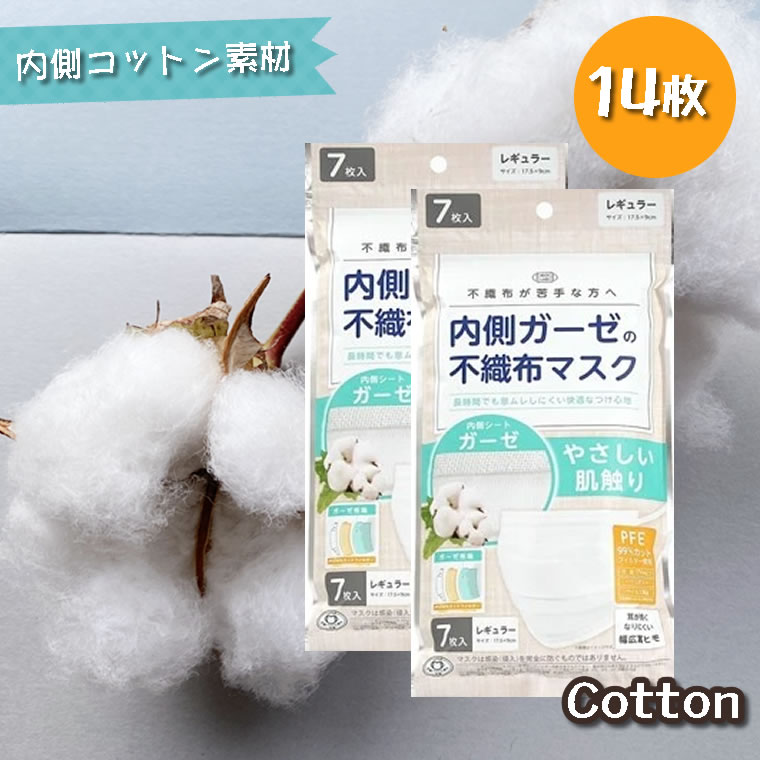 やさしい肌触り 内側ガーゼ 14枚 内側ガーゼの不織布マスクガーゼ コットン 綿 全国マスク工業会 JIS規格 マスク 不織布 30枚 内側 コットン素材 大人 男性 女性 レギュラー 使い捨て 不織布 使い捨てマスク pfe pfe99% pfe99 敏感肌