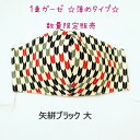 【 ガーゼ1重☆★薄め★☆ 】《立体マスク★大きめサイズ》 矢絣ブラック (1枚入り) 日本製 マスク 大きめ 大きい 大きいサイズ 布マスク 洗える 薄い rack