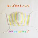 《 キッズ立体マスク》カラフルストライプ (1枚入り) 日本製 マスク 子供用 キッズ用 こどもサイズ 布マスク 洗える rack(4)