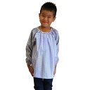 子供スモック110cmスカイチェック×ネイビーチェック （ポケット付き 長袖）日本製《入園・入学》 男の子 女の子 110 子供 子供用 rack 2