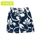 【3-6mos】 クレイジー8 水着 正規品 crazy8 -S2 ネイビー 紺 トランクス 男の子 キッズ 子供 男の子用 ボーイズ 男児 子供用 ハイビスカ...