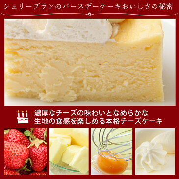 【送料無料】≪12時までのご注文で当日出荷≫バースデーケーキ ベイクドチーズ6号(約18cm)7〜10名サイズ シェリーブラン店舗で人気のバースデーケーキ