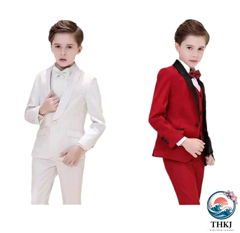 【全品2点で5%OFF】キッズフォーマルスーツ 男の子 礼服 タキシード 男の子スーツ 結婚式 ピアノ 発表会 演奏会 王子様 ベスト パンツ セットブラック 内容選択可 ホワイト レッド