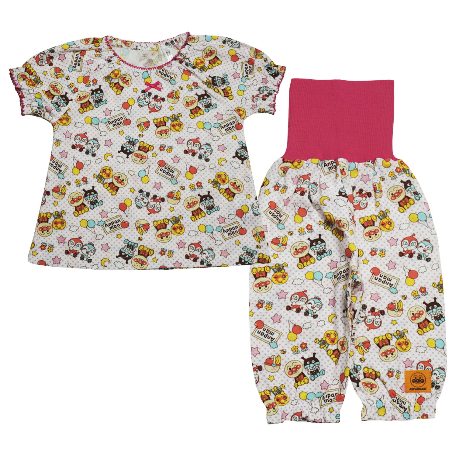 Rakuten - 【本体綿100％】2026年 夏物 アンパンマン 梨地 総柄 お着がえらくちん 女の子 半袖パジャマ Anpanman