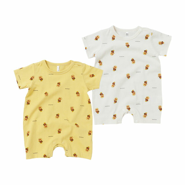 【本体綿100％】2022年 夏物 アンパンマン 天竺 1分丈 総柄 半袖カバーオール Anpanmanのサムネイル