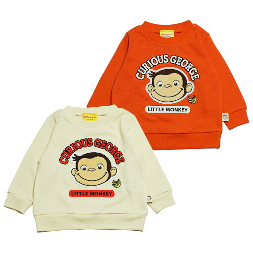 2025年 秋冬 おさるのジョージベビー 裏毛 サガラ刺繍 スウェットシャツ Curious George 2025年 秋冬 おさるのジョージベビー 裏毛 サガラ刺繍 スウェットシャツ Curious George