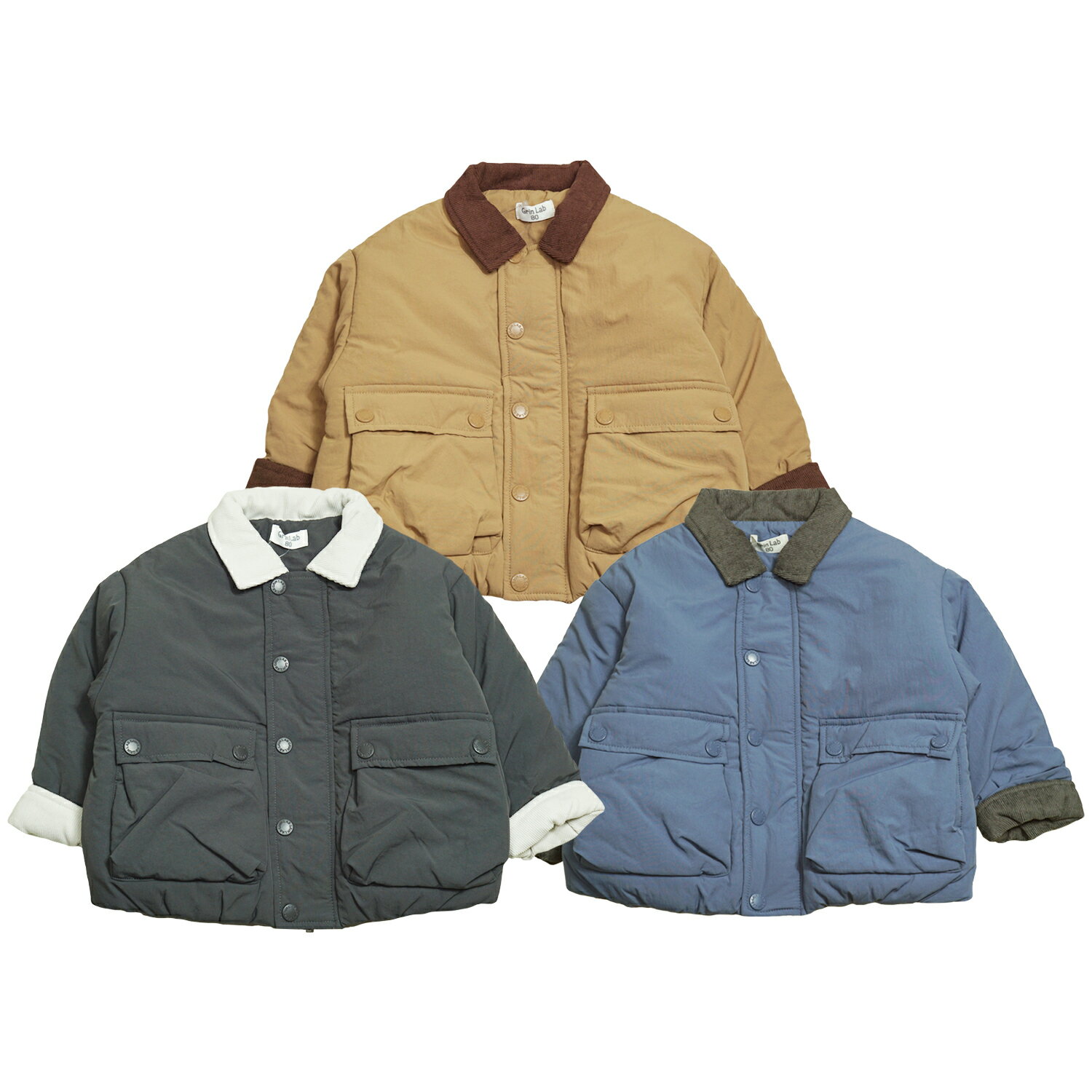 2025年 Grin Lab 衿付き 中綿入り コート ジャケット 防寒衣料 撥水加工