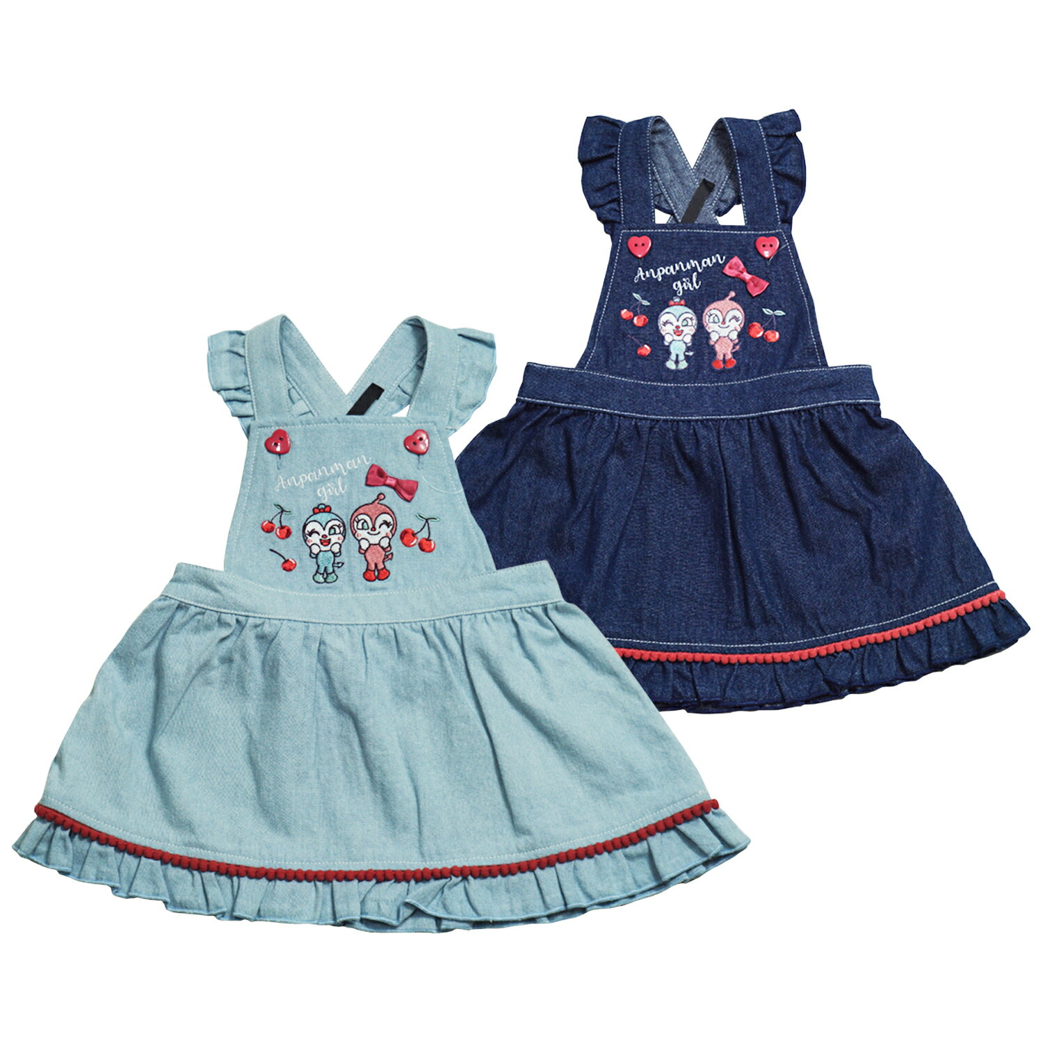 【本体綿100％】2025年 秋冬 アンパンマン デニム ジャンスカ ジャンパースカート Anpanman