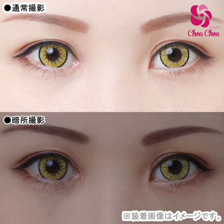 コスプレ カラコン ワンデー アシストシュシュ アイスフローラワンデー【タイガーストーン】 1箱6枚入り 度あり 度なし 黄色 イエロー ゴールド 金色 DIA15.0mm 直径14.6mm iceflora コスプレカラコン 高発色 デカ目 大きめ