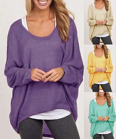 ドルマンスリーブ カットソー Tシャツ セクシー ゆったり（6カラー）【シンプル 】【メール便OK】【メール便送料無料】のサムネイル