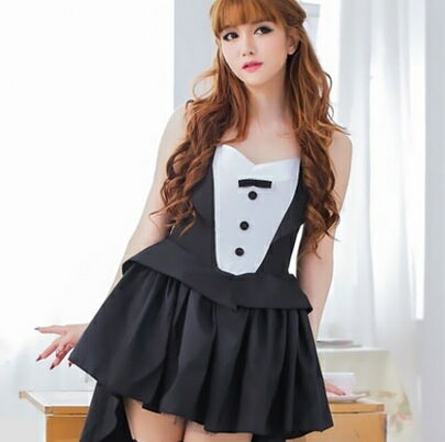 ワンピース タキシード風 お手軽コスプレ （ブラック）3点セット【パーティー コスプレ バニー ウサギ ..