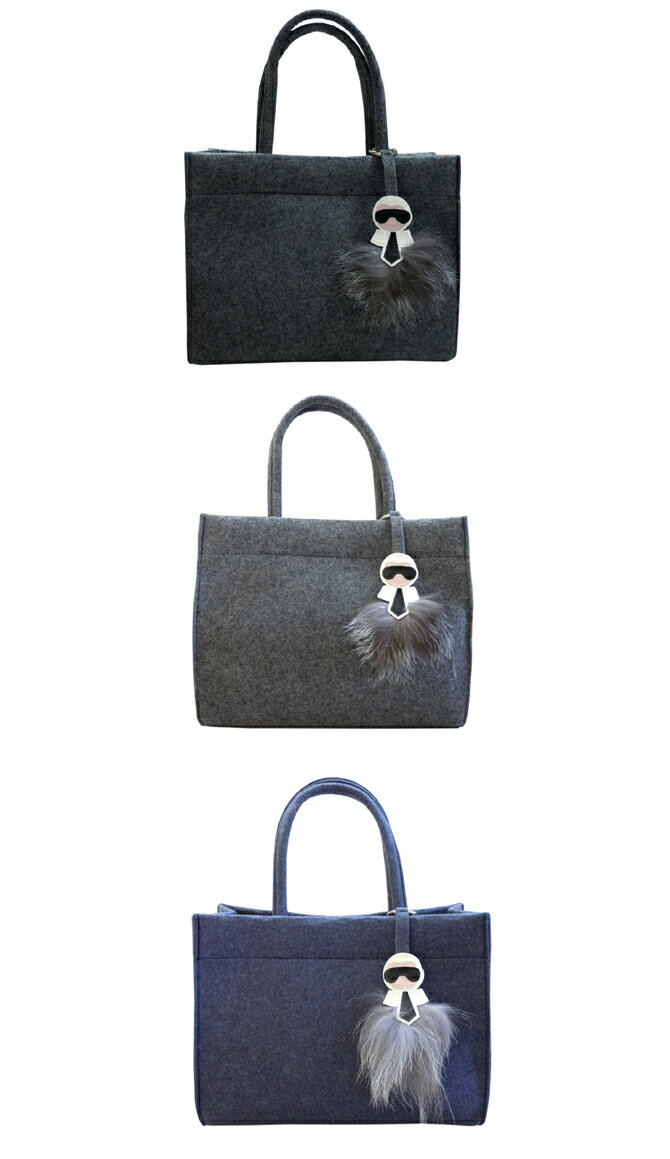 チャーム付 フエルト BAG 鞄 黒 グレー 紺 大人 可愛い ショルダー付 普段 お出かけ プレゼント