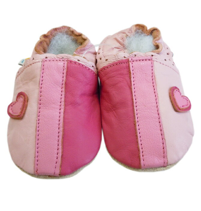 B品 GENUINE LEATHER INFANT SHOSE 赤ちゃんハートレザーシューズ 女の子 ピンク