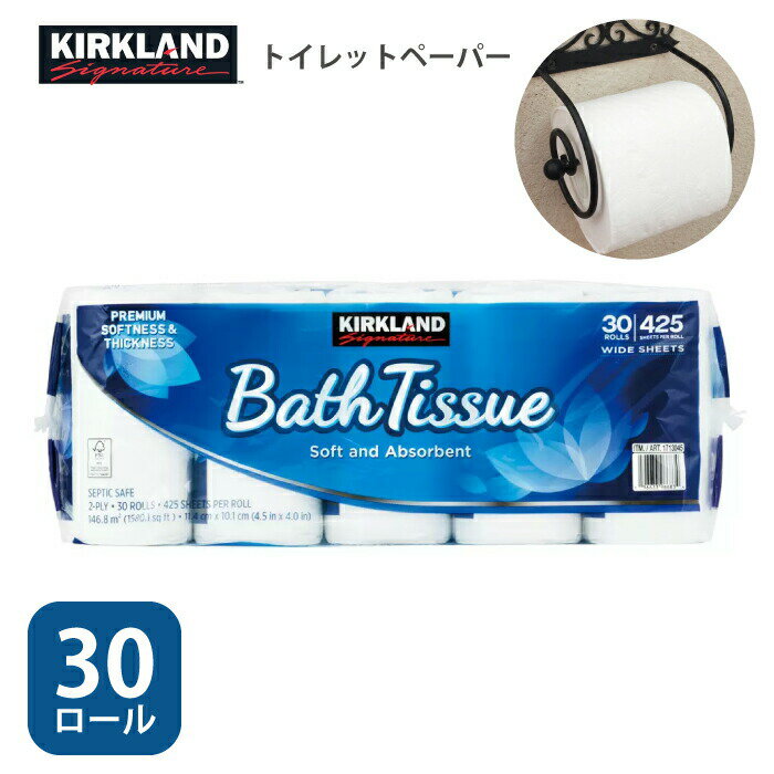 トイレットペーパー 30ロール 大容量 バスティッシュ ふんわりやわらか 42.9m 2枚重ね BATH TISSUE コストコのサムネイル