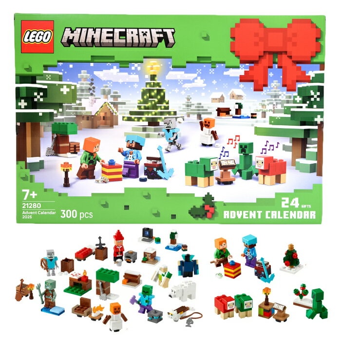 レゴ マインクラフト マイクラ レゴ アドベントカレンダー 2025 LEGO Minecraft クリスマス おもちゃ 玩具 ブロック サンタ ツリー プレゼント ギフト 6才 7才 8才 9才 10才 小学生 女の子 男の子 24日 ホリデー ギフト 300ピース クリスマスバージョン ミニフィギュアのサムネイル