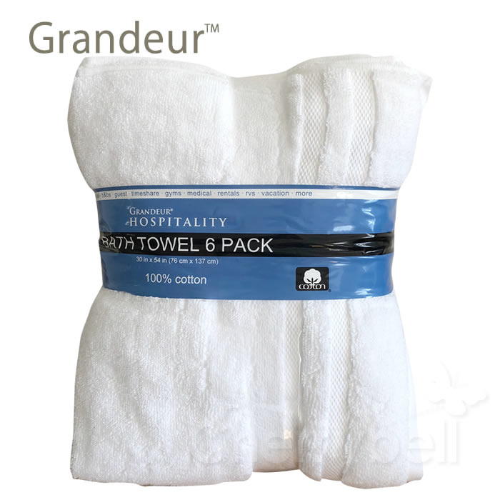 タオル バスタオル 気持ちいい グランデュール グランドール 綿100 高級バスタオルお得な★ホワイト 6枚セット GRANDOUR