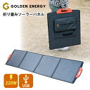 GOLDEN ENERGY ソーラーパネル 折りたたみ 220W USB接続 DC接続 Cタイプ 折りたたみ 小型 単結晶 ゴールデンエナジー キャンプ アウトドア 24V 200W