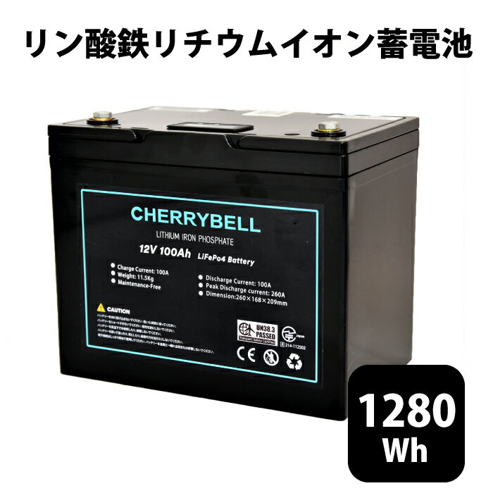 リチウムイオンバッテリー 12V 12.8V 100Ah Bluetooth/DSP内蔵 ソーラー マリン キャンピングカー ディープサイクル 12V 1280Wh 5000サイクル 技適マーク取得済 蓄電池 サブバッテリー用 高機能バッテリー 非常用電源 リン酸鉄 LifePo4