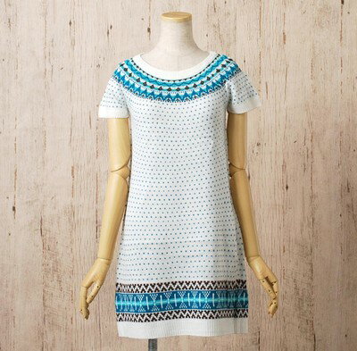 樂天商城 - 最終値下げ　【オリエンタル・フォークロアな半袖ニットワンピ】ラブリードット柄・エスニックライン入り(全3色) 05P08Feb15