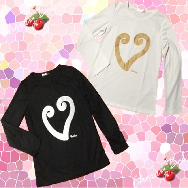 値下げ ハートプリント ロングTシャツ 長袖カ...の紹介画像2