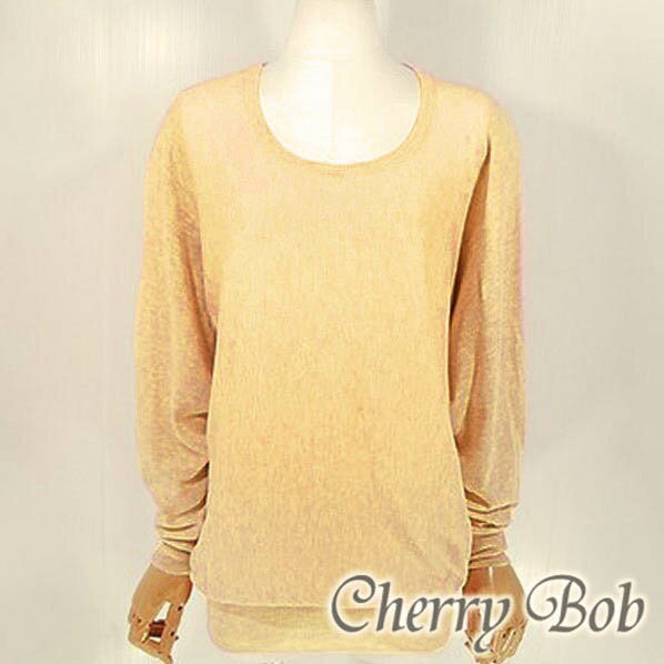 Long-Sleeved Knit - 綿混素材　ゆったりシルエット　ニットソー　ナチュラル　やわらか手触り　ラウンドネック　薄手ニット