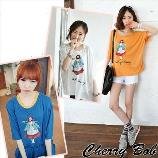 樂天商城 - 最終値下げ ドール イラストプリント Tシャツ　ゆったりサイズ　ドルマン　Tシャツ　ゆるスタイル ビッグサイズ Tシャツ