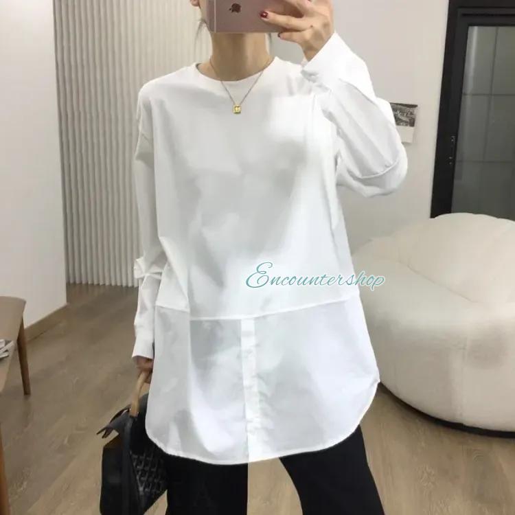 乐天商城 - シンプル インナーと してもおすすめ 切り替え レイヤード 無地 ロン t 着回し力抜群 Tシャツ 春 レディース