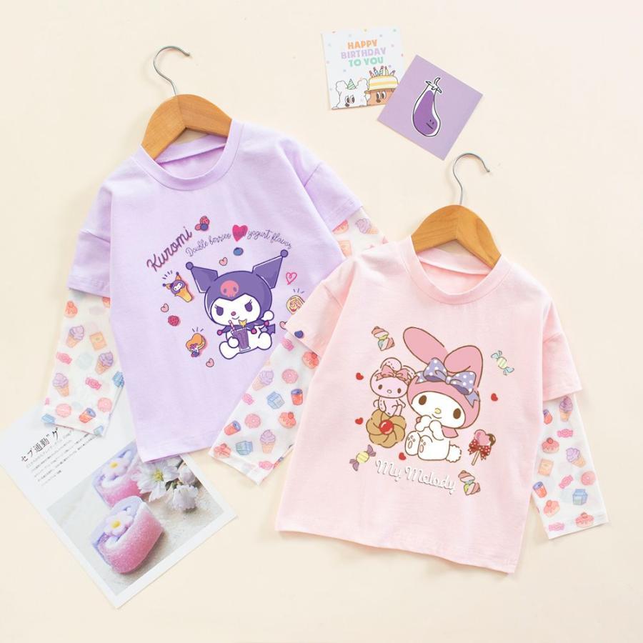 乐天商城 - クロミ マイメロディ 子供 キッズ 長袖Tシャツ 春 秋 ホワイト ピンクジャージ コットンクルーネックトップス かわいい女の子の快適シャツ 春と秋のプレゼント