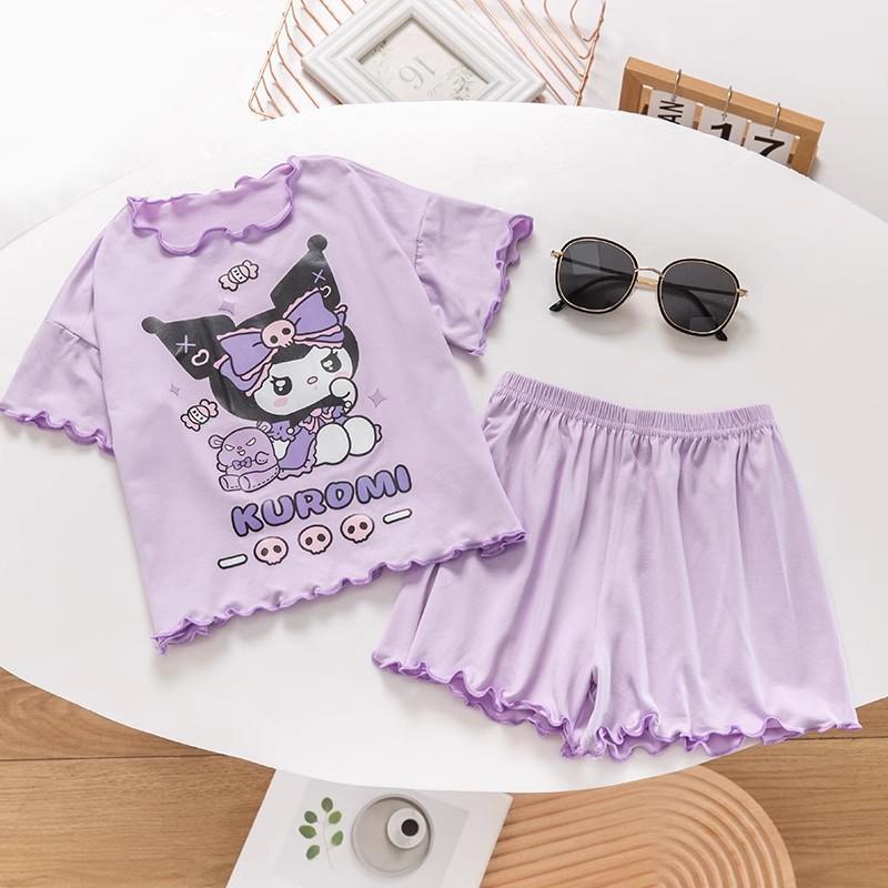 乐天商城 - パジャマ 子供 夏 クロミ シナモンロール キティちゃん マイメロ キッズ 上下セット 半袖 tシャツ 短パン 部屋着 可愛い キャラクター 男の子 女の子