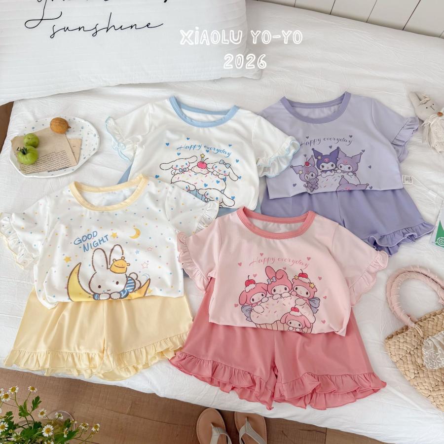 クロミ マイメロ シナモン 子供パジャマ 半袖 ショートパンツ 上下セット 女の子 夏服 かわいい ルームウェア プレゼント ギフト100/110/120/130/140/150CM（楽天・チェリー樹）