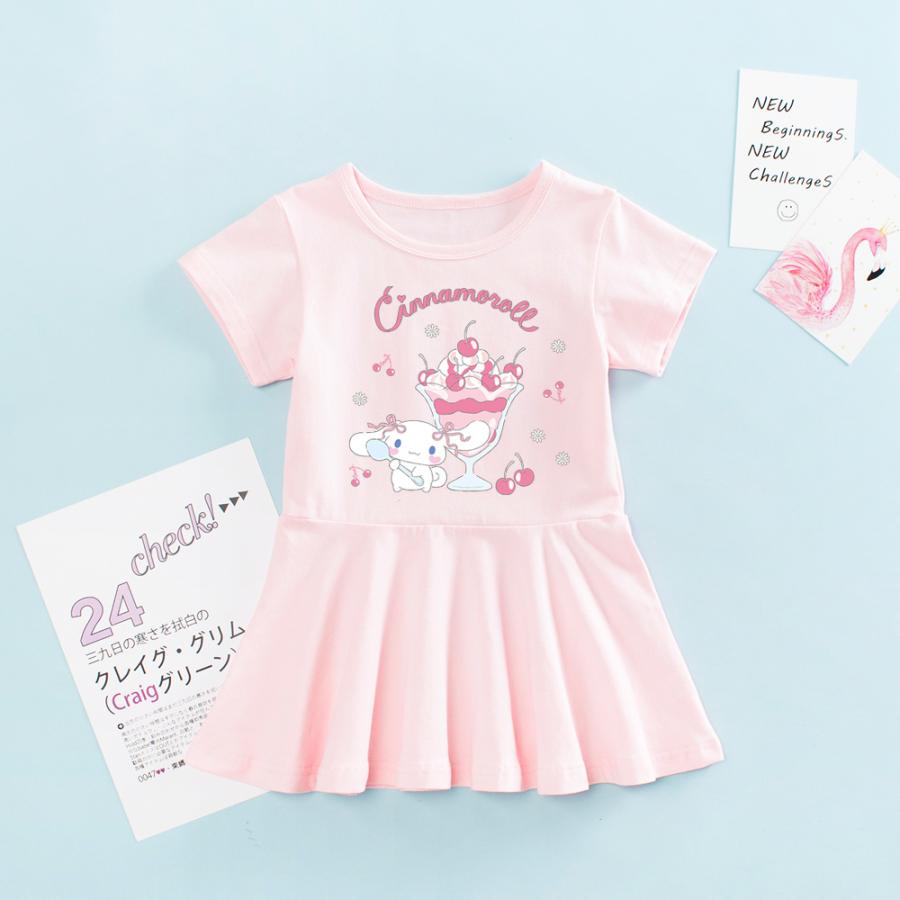 乐天商城 - クロミちゃん ワンピース 子供 キッズ マイメロ 半袖 夏ワンピース ふわふわ ドレス カジュアル カワイイ 女の子 演出服 誕生日 プレゼント オシャレ 90~130