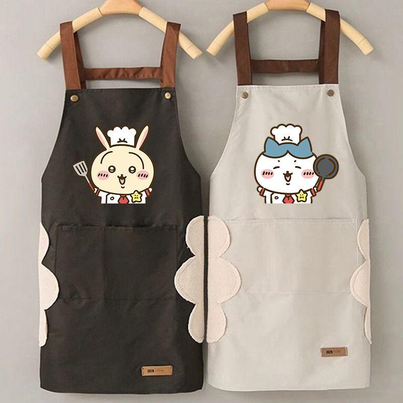 乐天商城 - ちいかわ エプロン 防水 薄手 うさぎ キッチン 家用 撥油 拭き巾付き かわいい プレゼント