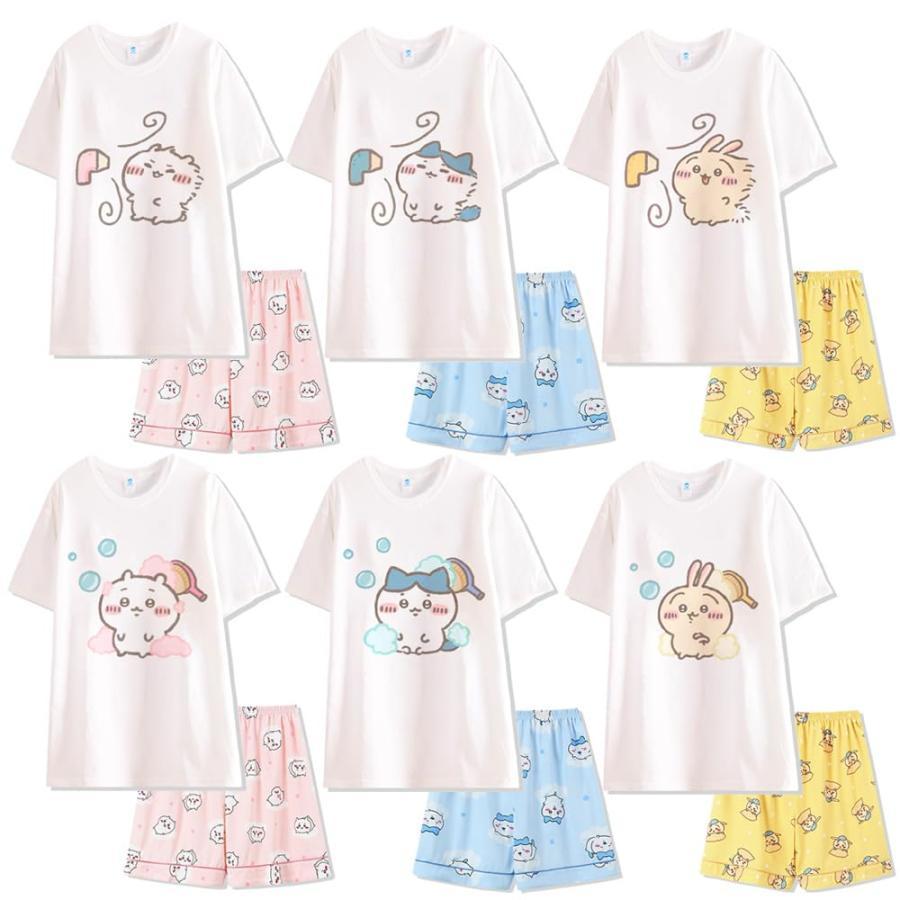 ちいかわ パジャマ 夏 半袖 大人 短パン 上下セット 長袖 長袖ズボン 綿 ハチワレ うさぎ グッズ パジャマ 寝巻き 半袖短パン 可愛い 部屋着 ルームウェア