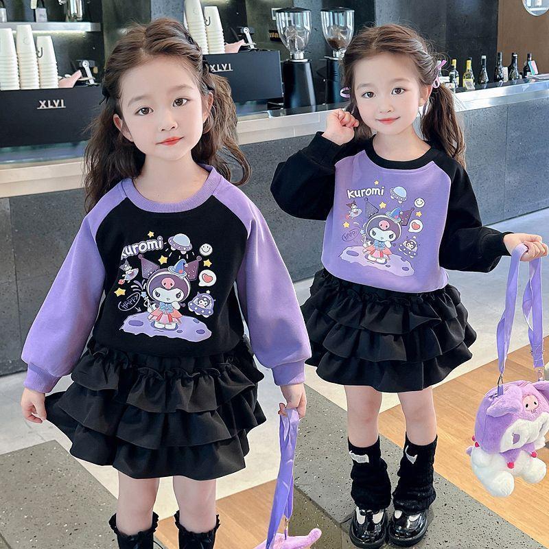 乐天商城 - クロミちゃん マイメロ 春 長袖 ワンピース スカート パーカー キッズ服 子供服 春秋冬 女の子 クロミワンピース 運動服 レーディス ミニスカート 120cm~170cm