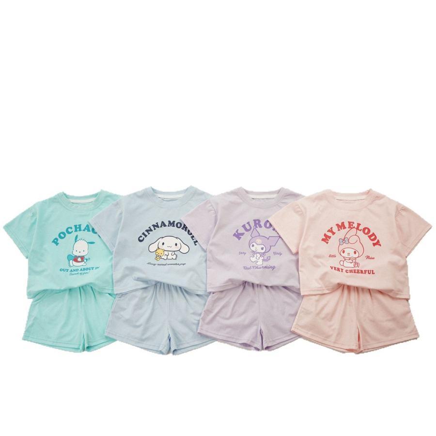 乐天商城 - 【上下セット】シナモロール クロミ ポチャッコ マイメロ 半袖 tシャツ ベビー服 キッズ 短パン パジャマ 半袖 ルームウェア 部屋着 寝間着 トップス 夏服