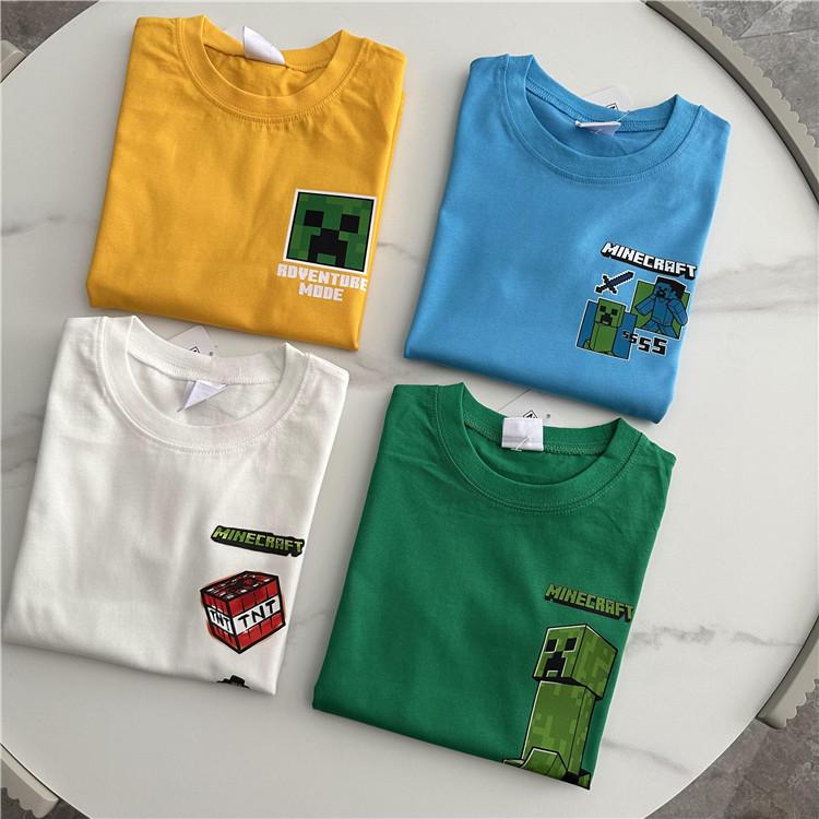 乐天商城 - マイクラ 子供服 Tシャツ スティーブ クリーパー 小学生 男の子 女の子 通学通勤 丸首 綿 半袖Tシャツ 夏服 快適 通気性 日常服 子ども服 プリントTシャツ