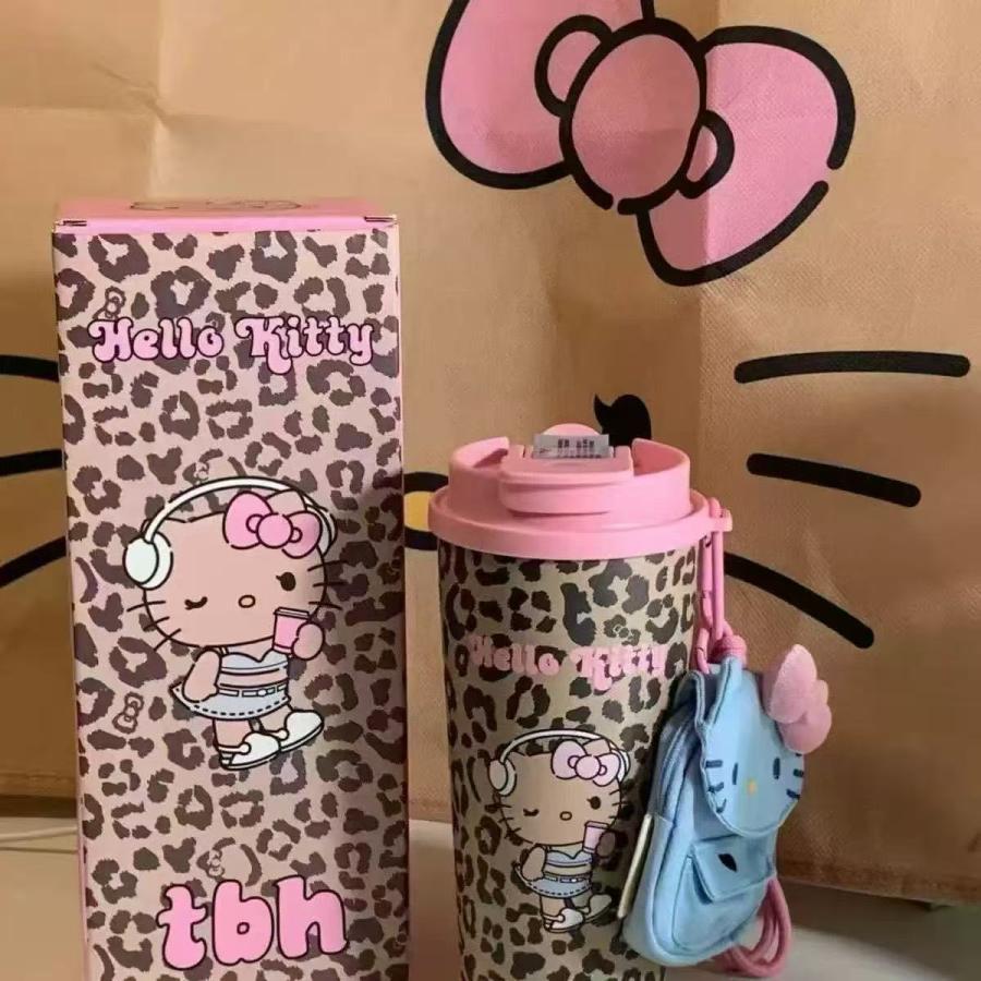 乐天商城 - キティ 日焼けキティ 水筒 ヒョウ柄 水筒 ギャル マグボトル タンブラー 473ml スポーツボトル ステンレスボトル スポーツ飲料対応 漏れない 直飲み