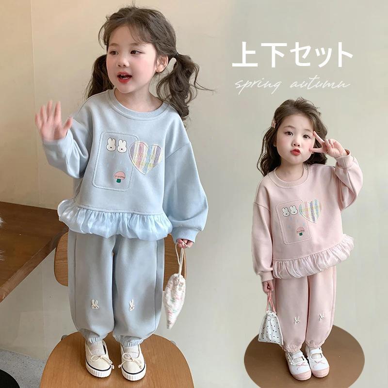 乐天商城 - スウェット 上下セット 子供服 セットアップ おしゃれ スポーツウェア キッズ 女の子 ジュニア パーカー 上下セット 女の子 スポーティー ジャージ かわいい