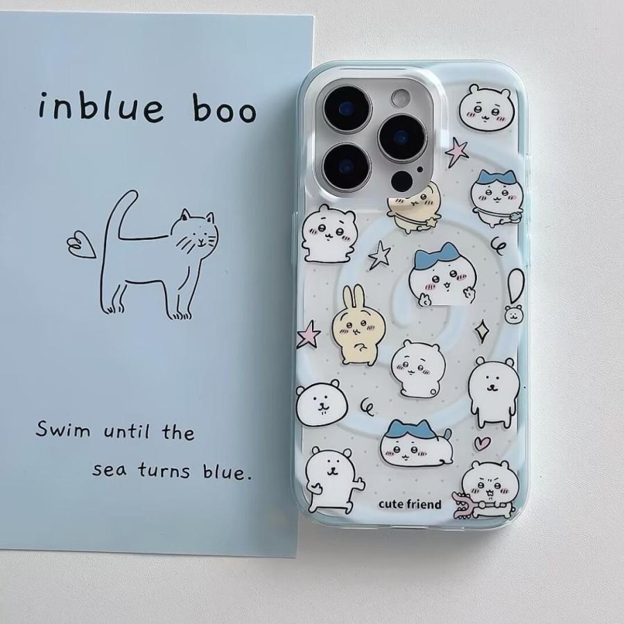 乐天商城 - ちいかわ スマホケース iPhone16/16Pro/15/14/13 ハチワレ うさぎ ストラップ付き 手帳型 耐衝撃 レンズ保護 薄型 かわいい おしゃれ プレゼント