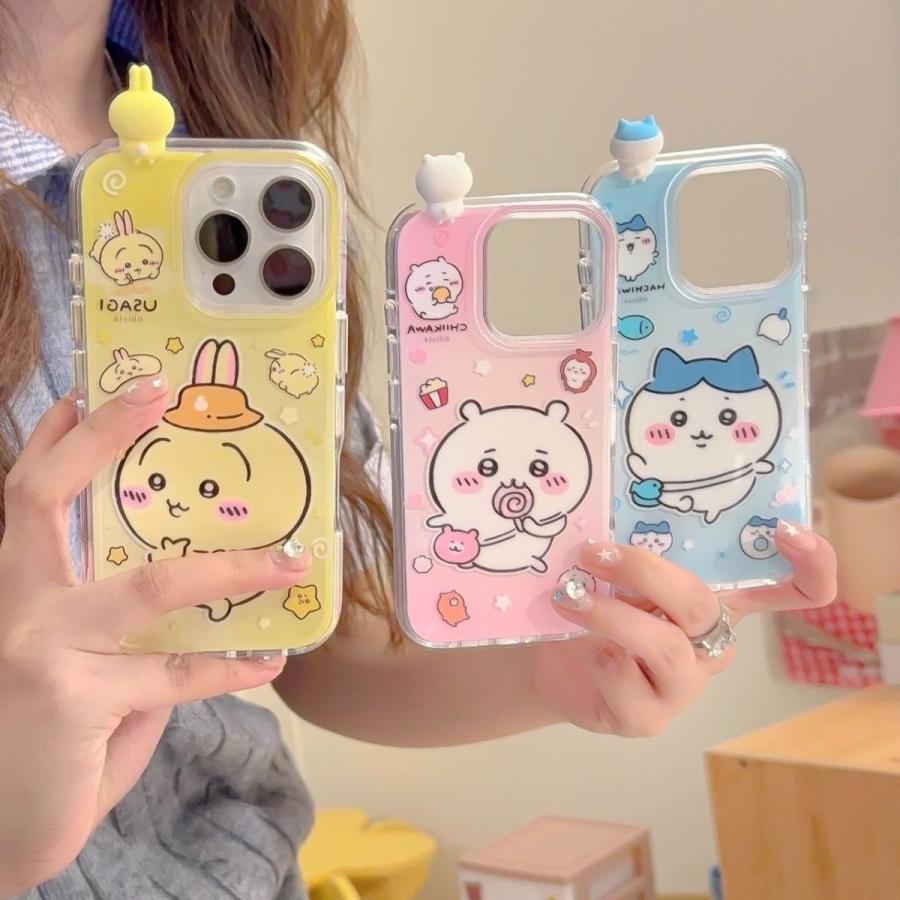 乐天商城 - 【3種】ちいかわ スマホケース 立体トップ付き 透明 クリア 耐衝撃 キャラクター iPhoneケース うさぎ ちいかわ ハチワレ