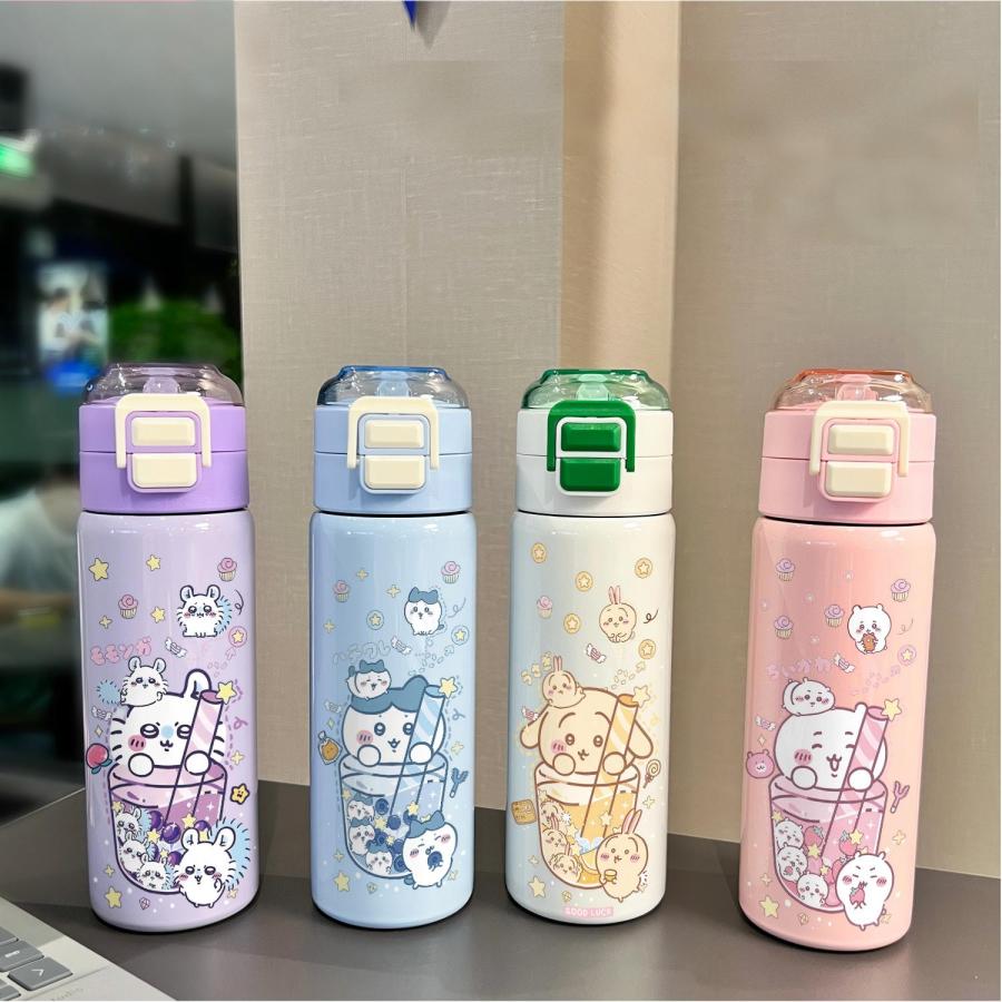 【送料無料】ちいかわ 水筒 サーモス 真空断熱 保温保冷304ステンレス製 ハチワレ うさぎ コップ付き 大容量 500ML 携帯便利 子供 大人プレゼント ギフト 誕生日