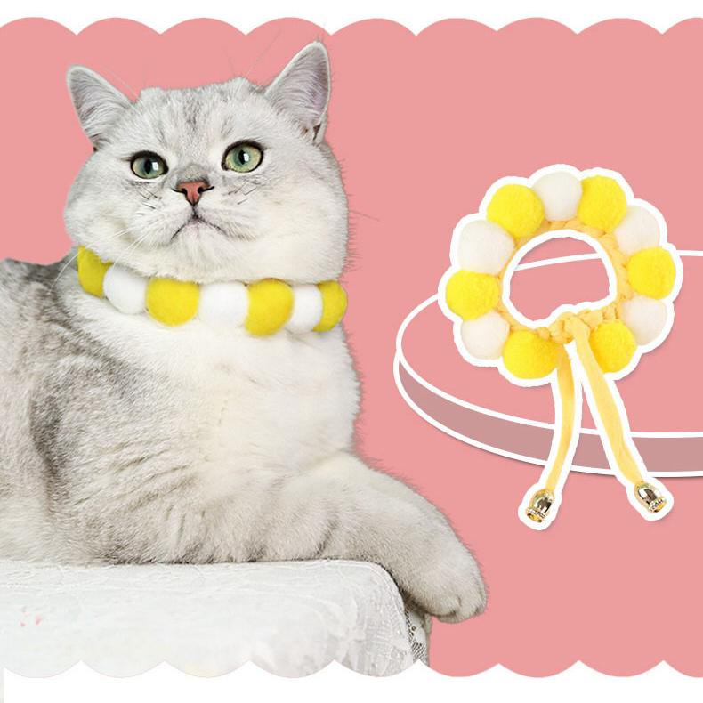 乐天商城 - 首輪 ペット用ニット首輪 花柄 ネコ用 イエロー系 猫服 面白い ネコ 猫 ねこ ネックレス チョーカーアクセ かわいい おしゃれ 首飾り 仮装 ペット用品